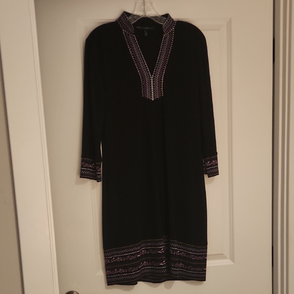 White House Black Market Black Dress with Purple Accents